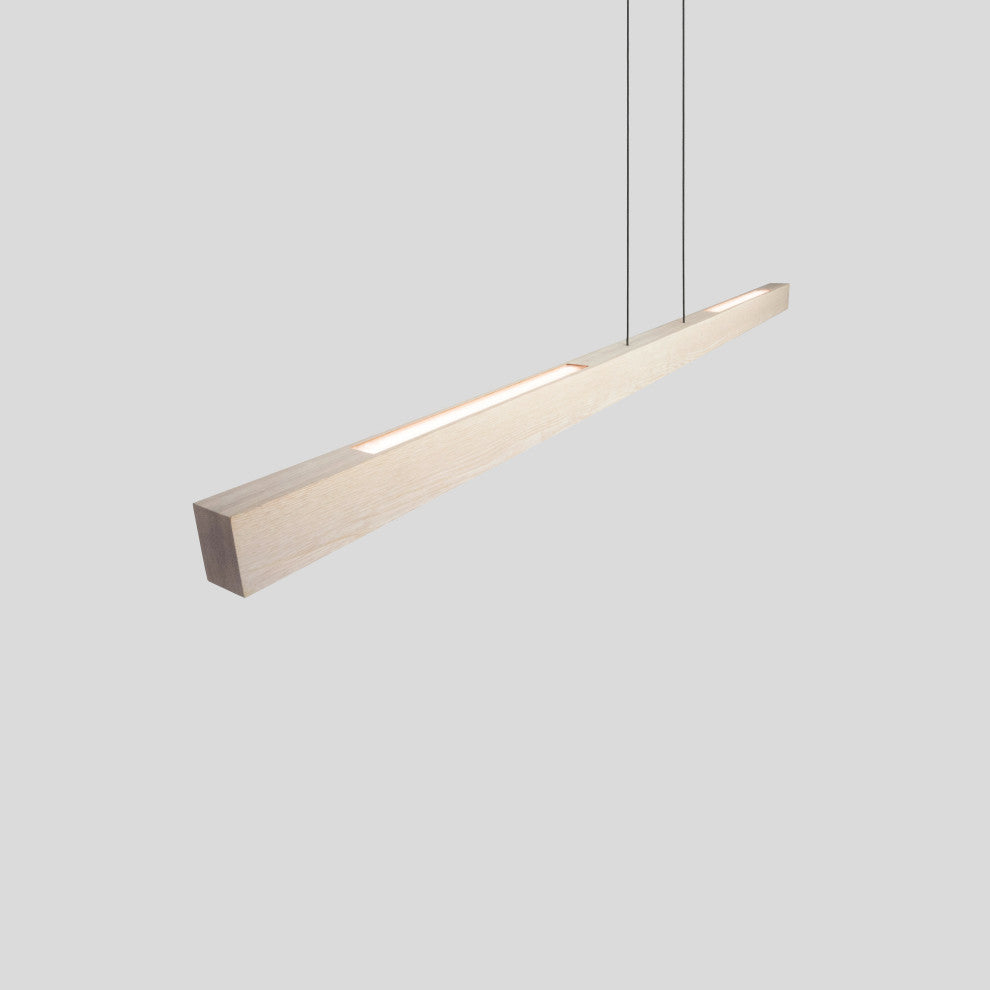 Una LED 66" Linear Pendant White Washed Oak, Downlight Only, 3500K, Dimmable