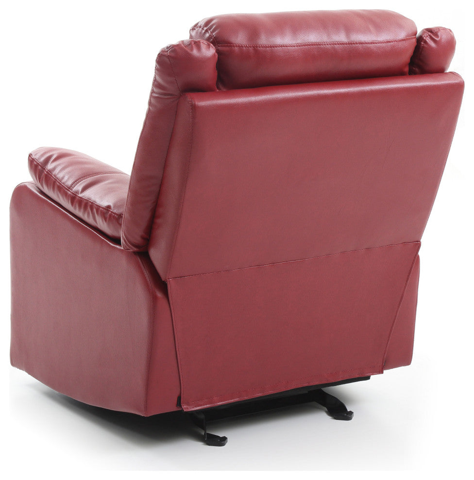 Osino Faux Leather Rocker Recliner, Red