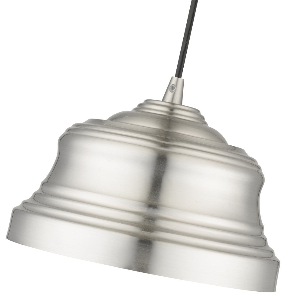 Endicott 1-Light Brushed Nickel Bell Pendant, Gold Inside