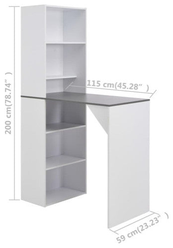 vidaXL Bar Table Pub Table Bistro Table for Dining Room with Cabinet White