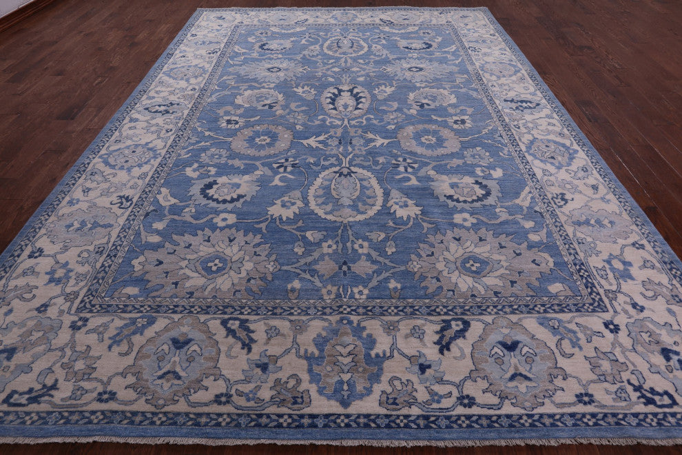 9' 9" X 13' 4" White Wash Peshawar Handmade Wool Rug Q9538