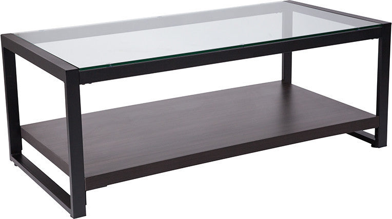 Rosedale Glass Coffee Table With Black Metal Frame