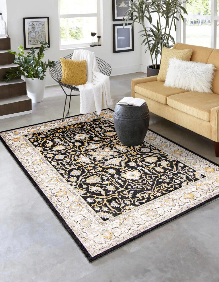 Aqua Legacy Area Rug, Black, 6'x9'