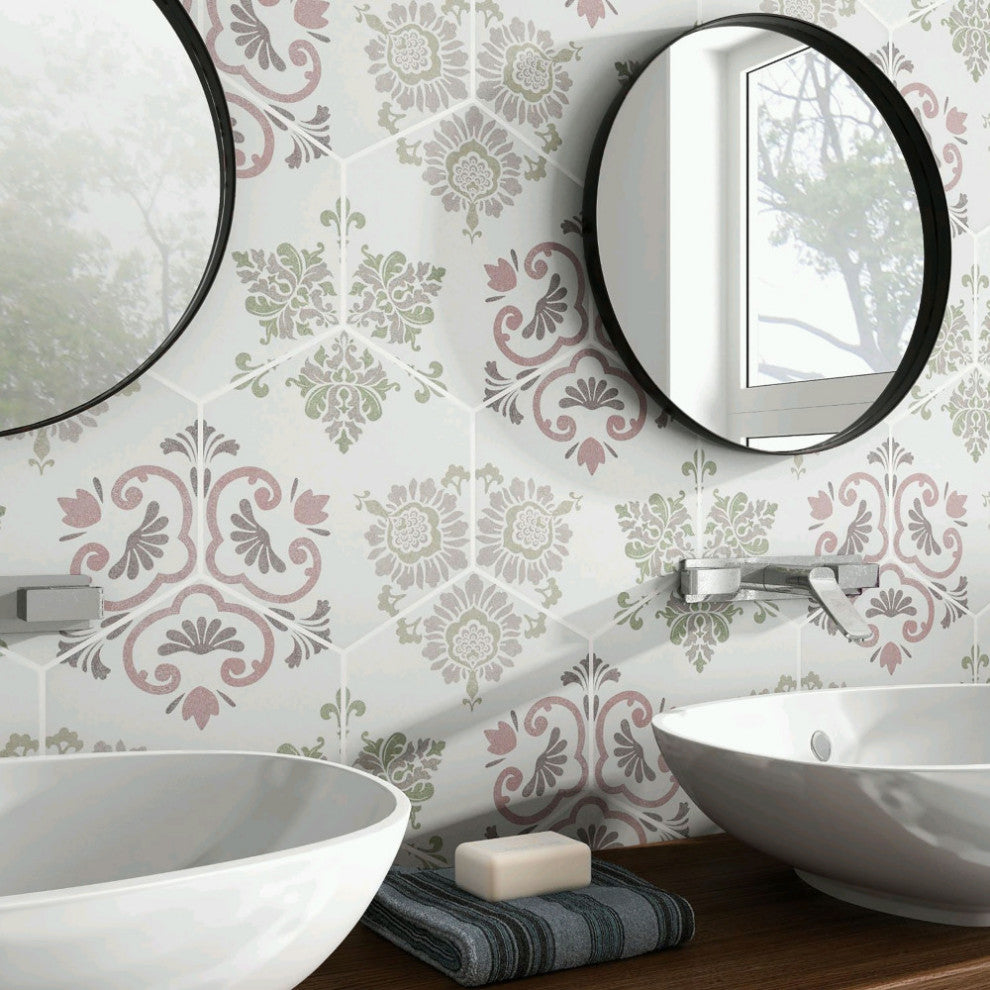 Fantasy Hex Pink Porcelain Floor and Wall Tile