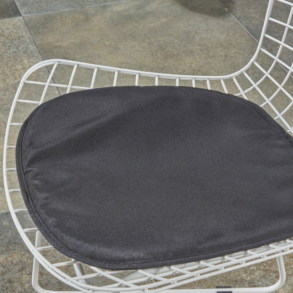 GDF Studio 3-Piece Anessa Outdoor Iron and  Concrete Chat Set, Black and Gray