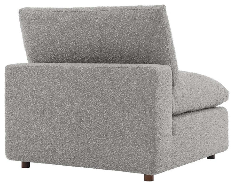 Modway Commix Upholstered Boucle Fabric Armless Chair in Light Gray