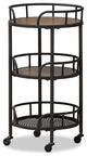 Rustic Industrial Style Metal And Wood Mobile Serving Cart