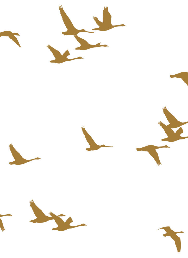 Soaring Birds Peel and Stick Vinyl Mural, Gold, 24"w X 96"h, 6 Panel Set