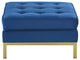 Accent Chair Ottoman, Velvet, Gold Blue Navy, Modern, Living Lounge Hospitality