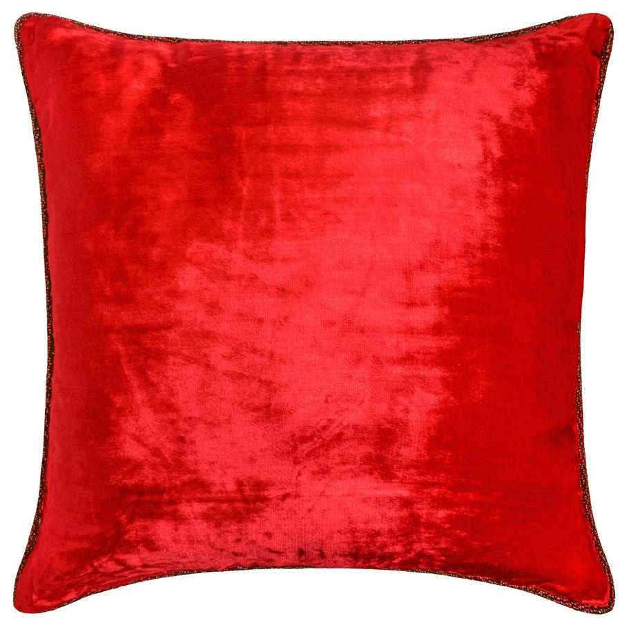 Red Velvet Velvet Cushion Cover 20"x20" Throw Pillow Cover - Red Shimmer