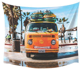 Orange Surf Van Large Tapestry