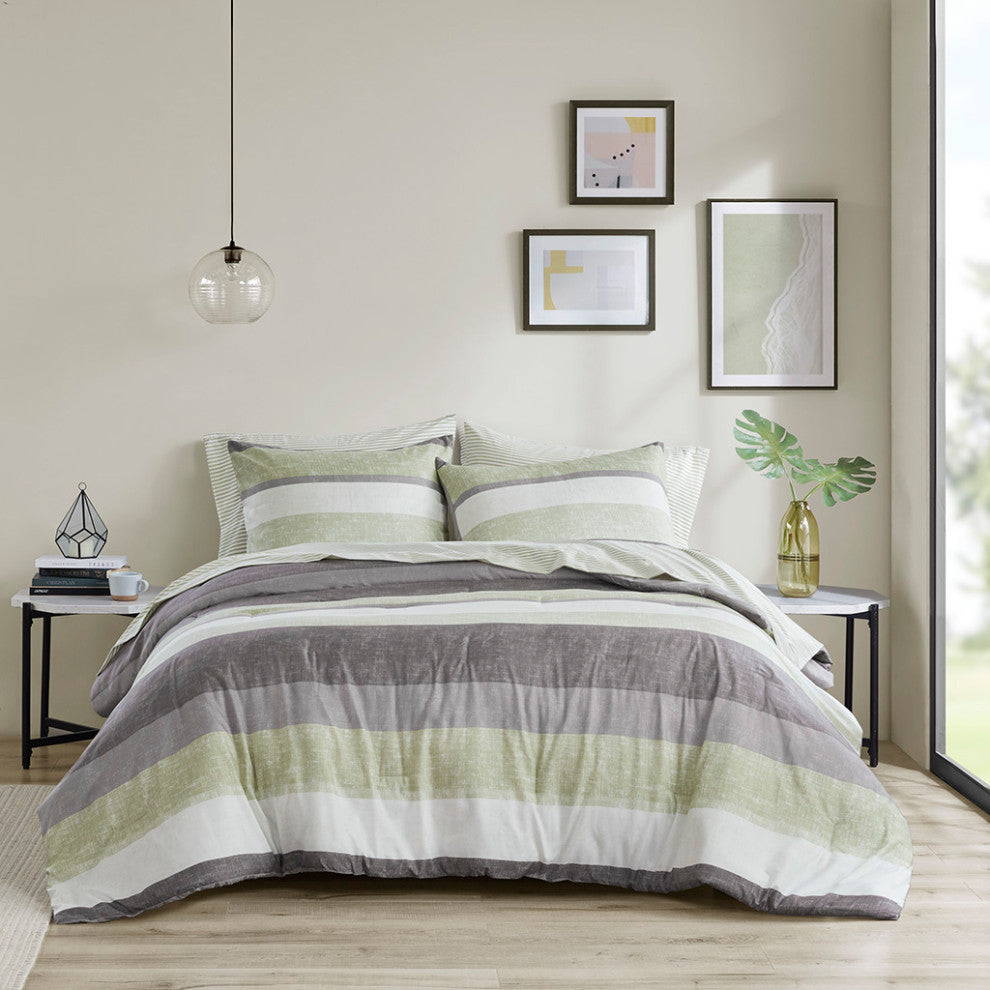 Madison Park Essentials Jaxon Stripe Comforter Set With Bed Sheets