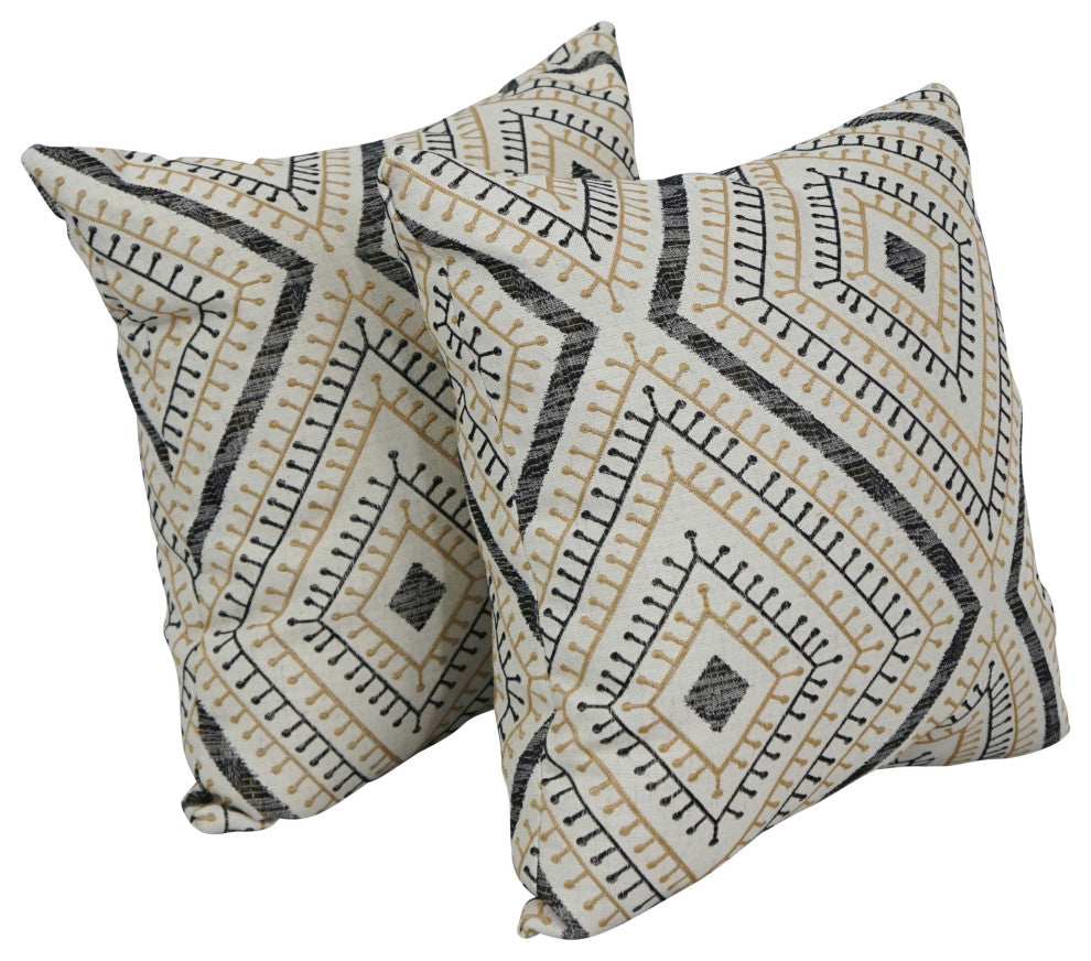 17" Jacquard Throw Pillows With Inserts, Set of 2, Tupelo Sahara