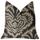 Floral Fantasy Black and Beige Luxury Throw Pillow, 18"x18"