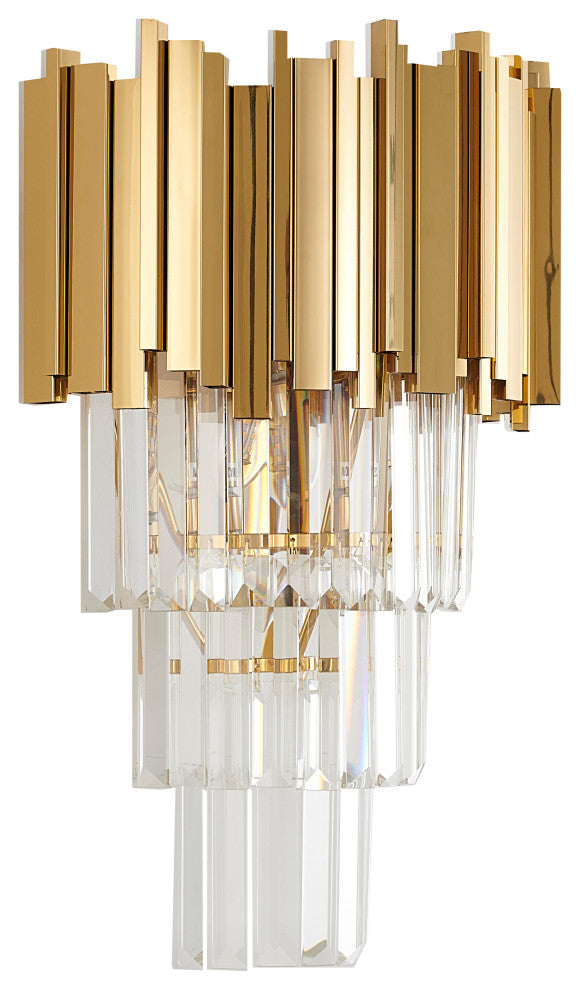 Clear Crystal Drops Wall Sconce, Gold
