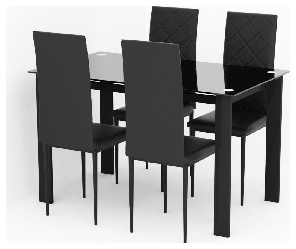 Tansole Black PU Leather With Metal Frame Dining Chairs, Set of 4