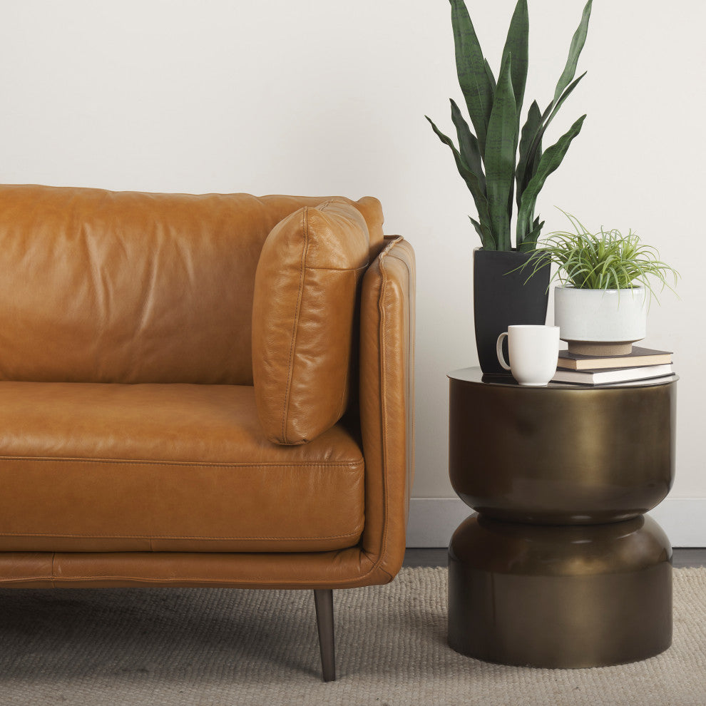 Catriona Dark Gold Metal Round Hourglass-Shaped Accent Table