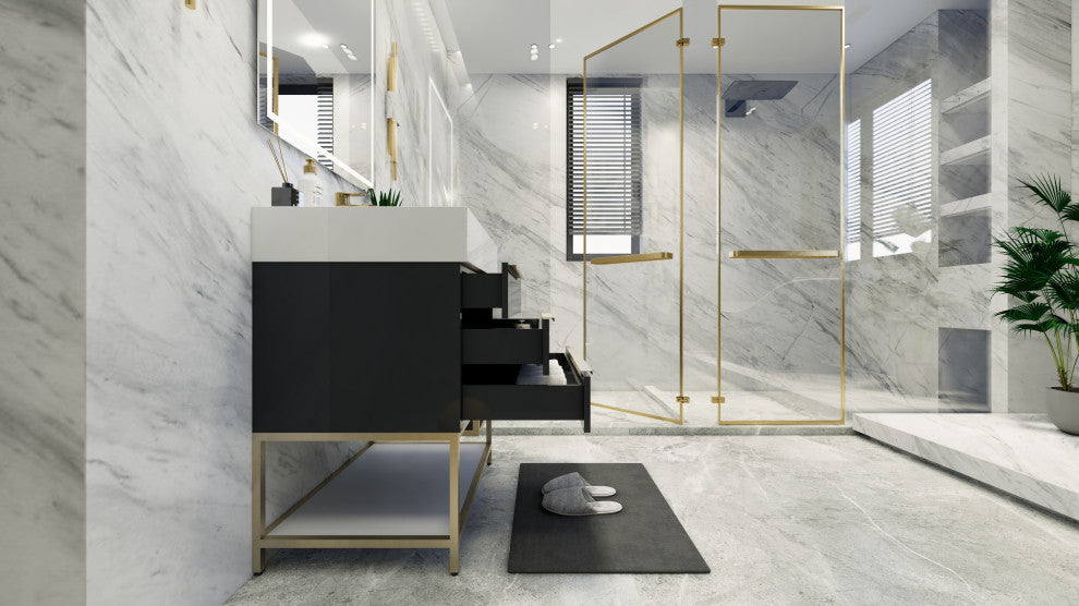 Madison 30" Freestanding Vanity with Reinforced Acrylic Sink, Dark Glossy Gray