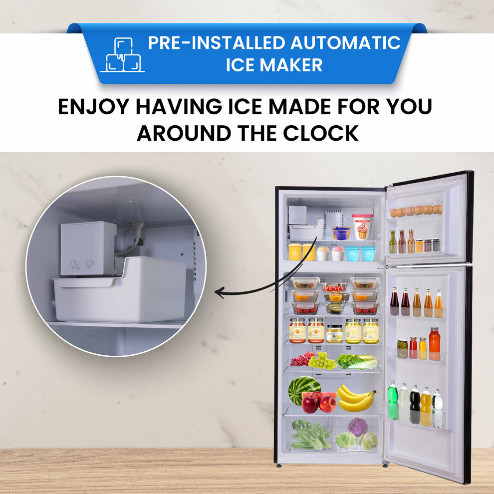 Conserv 30in RETRO Refrigerator 18cf Top Mount w/AUTOMATIC ICE MAKER 110V Handle