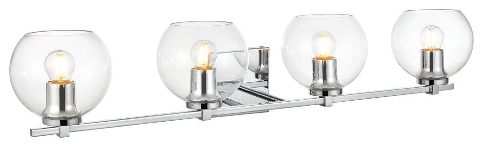 4 Light Chrome And Clear Bath Sconce