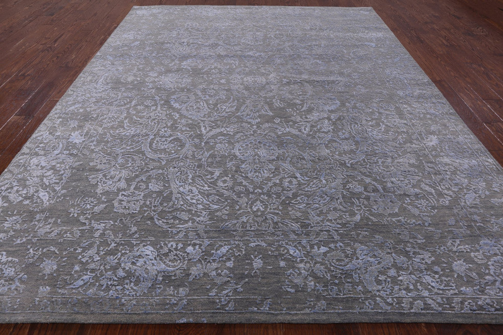 Hand Knotted Persian Wool and Silk Rug 8' 2" X 10' 3" Q6209
