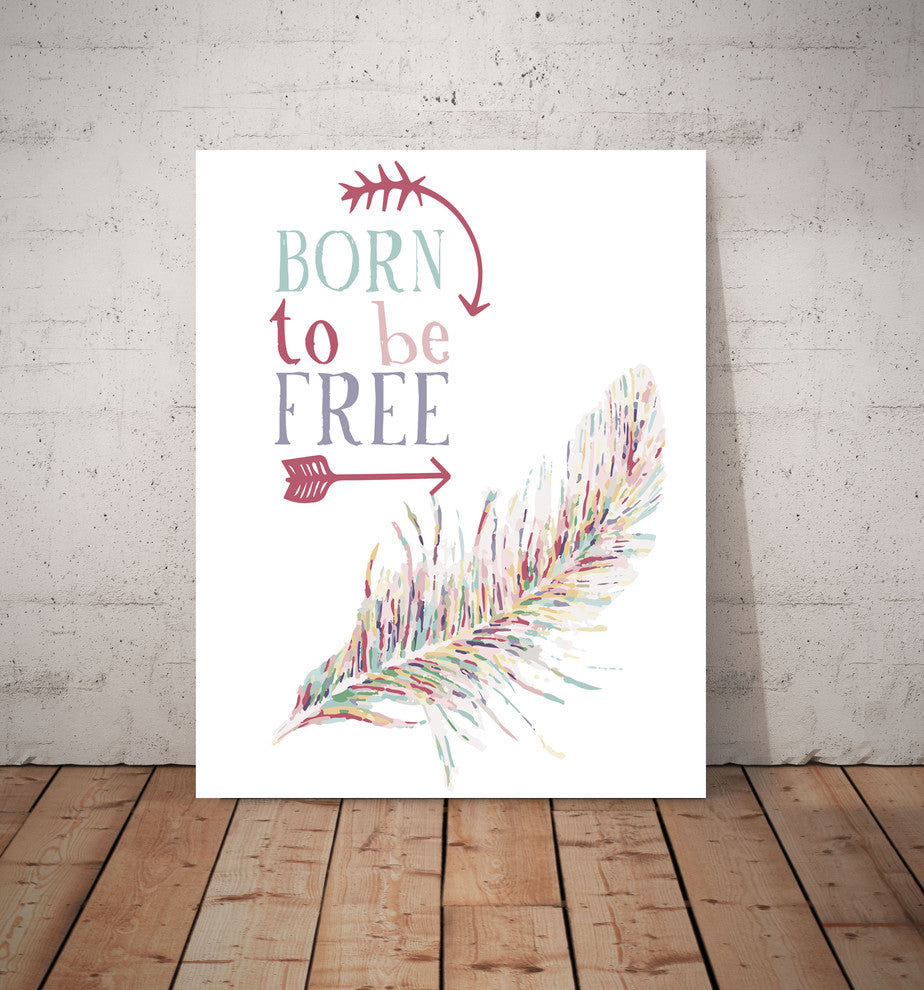 Born To Be Free + Feather Paper Print, 11"x14"