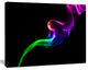 Colorful Fractal Fire Design on Black, Large Abstract Canvas Wall Art, 60"x28"