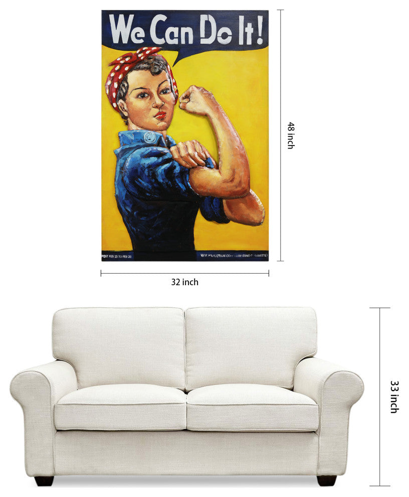 "We can do it!" Mixed Media Iron Hand Painted Dimensional Wall Art