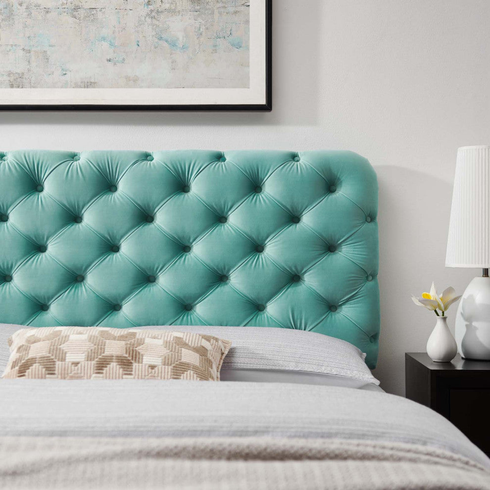 Lizzy Tufted Twin Performance Velvet Headboard Mint