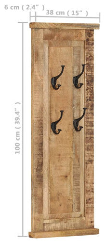 vidaXL Coat Racks Wall Mounted Clothes Rack Hook Hanger 2 Pcs Solid Wood Mango