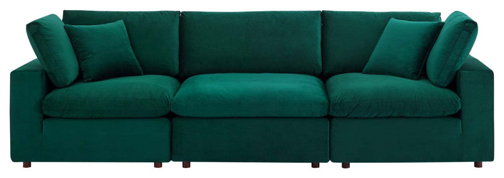 Commix Down Filled Overstuffed Performance Velvet 3-Seater Sofa