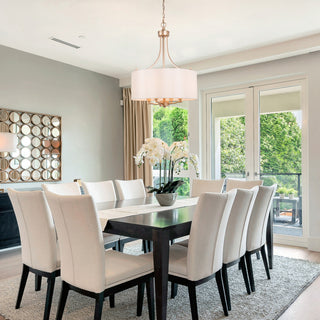 Modern Gold Frame Chandelier, Cream Drum Chandelier 4 Light