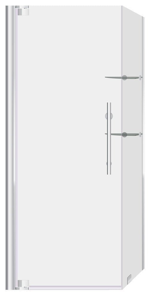 LessCare ULTRA-G Clear Glass Pivot Shower Enclosures, Chrome, 29 3/8-30"x72"x34-35