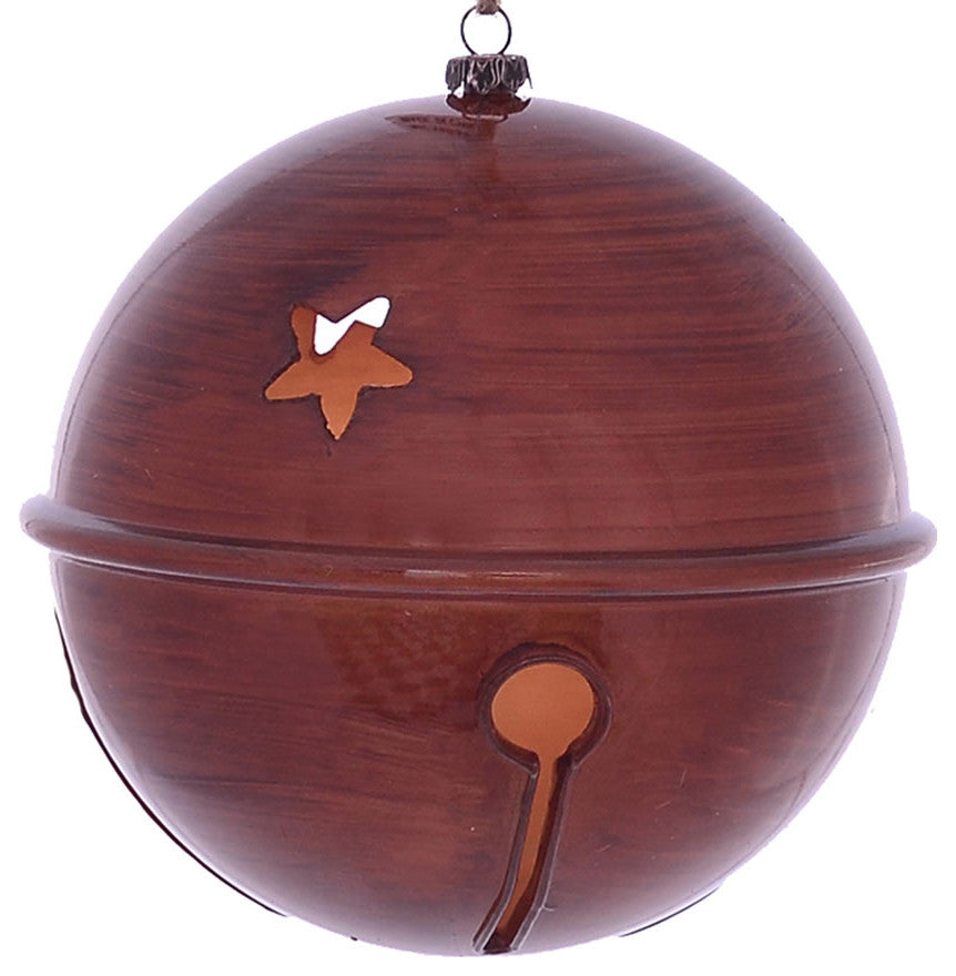 Vickerman Mc198388 6" Copper Wood Grain Bell Christmas Ornament, Pack of 2