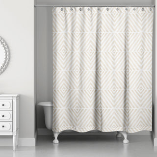 Cream Diamond Pattern 71x74 Shower Curtain