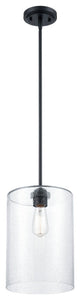 1 Light 9 in. Matte Black Mini-Pendant
