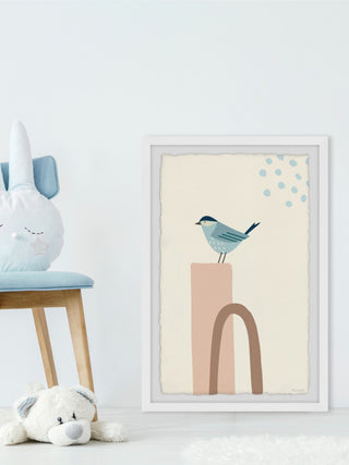 "Bird on Pillar" Framed Painting Print, 16x24