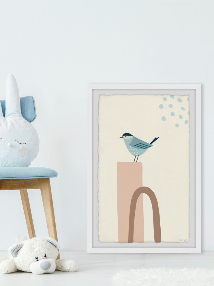 "Bird on Pillar" Framed Painting Print, 16x24
