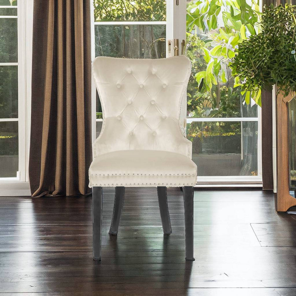 Boyel Dining Chair With Black Legs, Beige