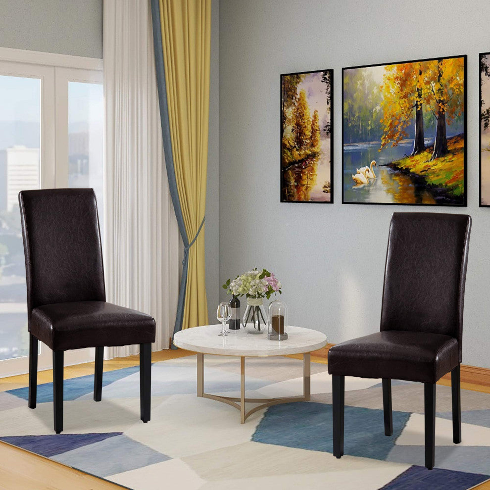 Rochefort Synthetic Leather Armless Set of 2-Pieces Dining Room Accent Chair, Br