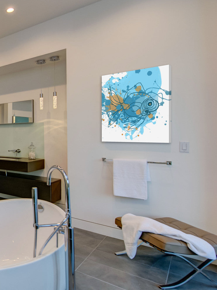 "Blue Fish" Painting Print on Canvas by Irena Orlov