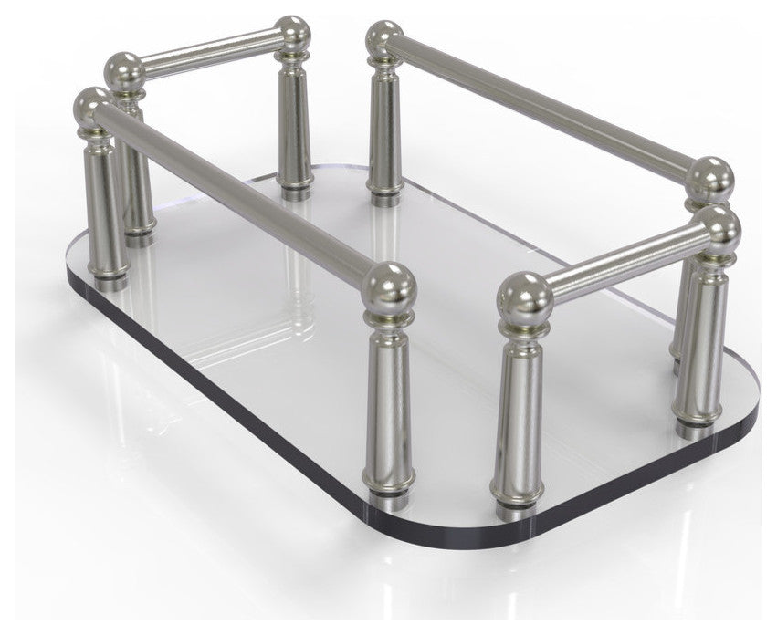 Vanity Top Glass Guest Towel Tray, Satin Nickel