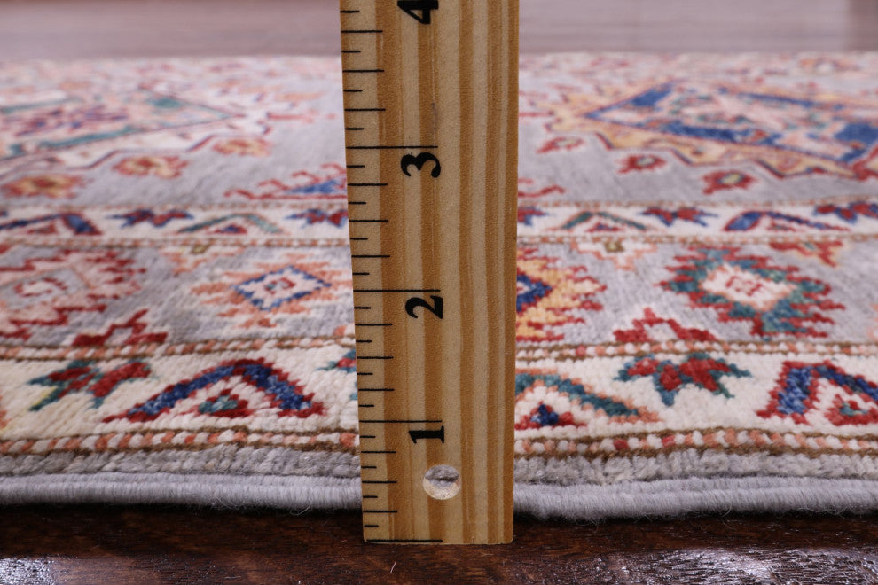 2' 8" X 8' 7" Runner Geometric Super Kazak Handmade Rug Q10368