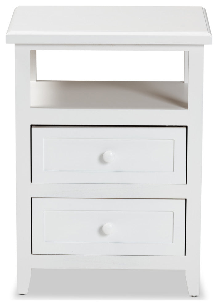 Yoder Contemporary White 2-Drawer Nightstand