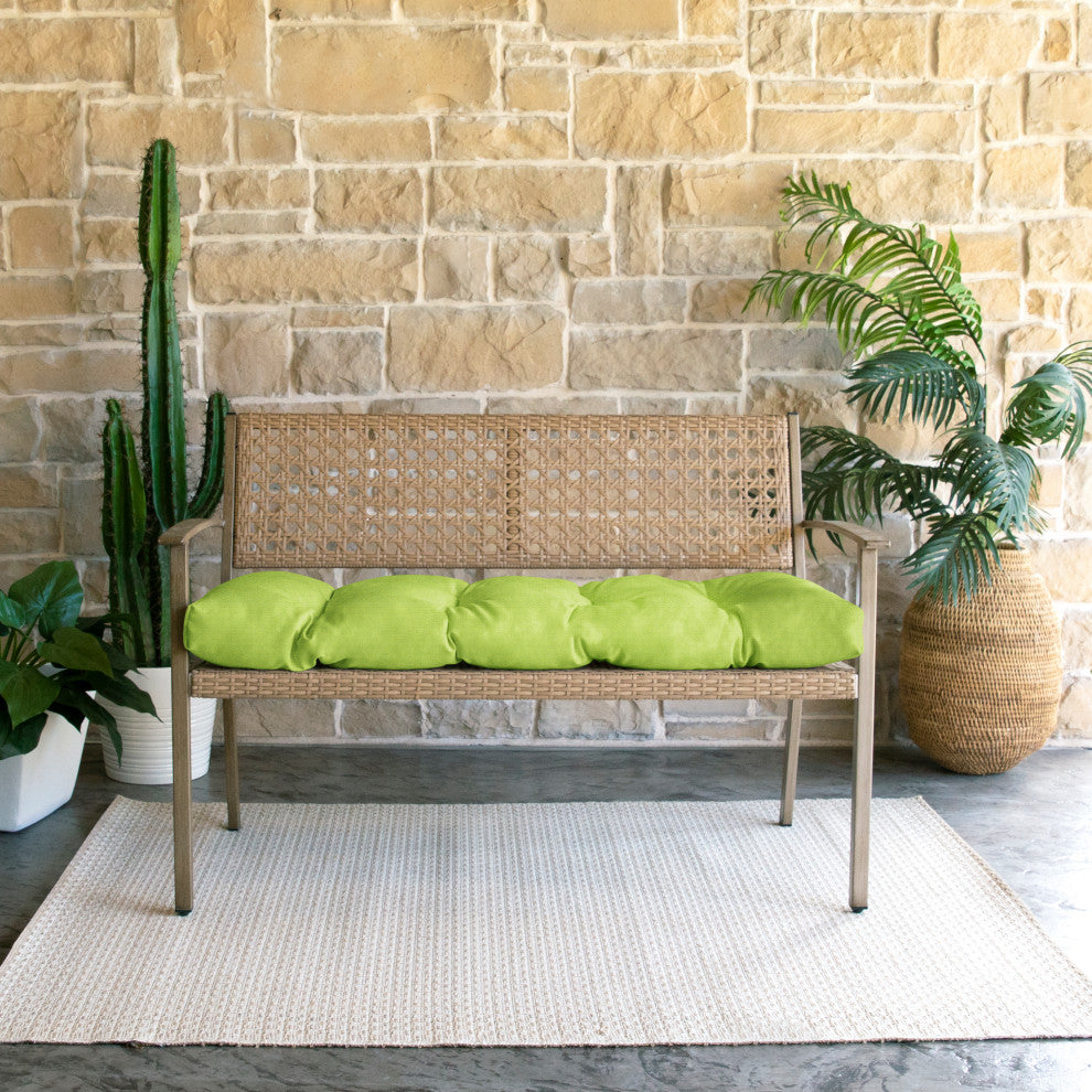 Sunbrella Canvas Indoor/Outdoor Tufted Bench Cushion, Macaw, 48x19x3"