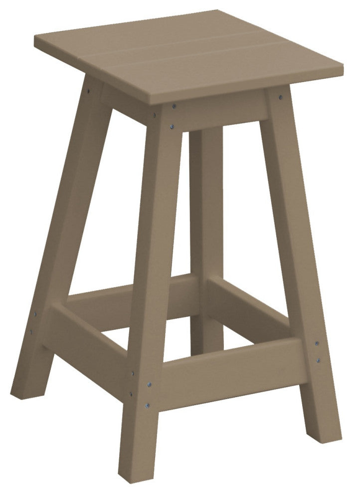 Poly Lumber Bar Stool, Weathered Wood, Dining Height, Square
