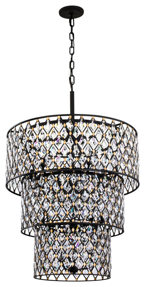 Varaluz 345C13 Windsor 13 Light 32"W Crystal Waterfall Chandelier - Carbon /