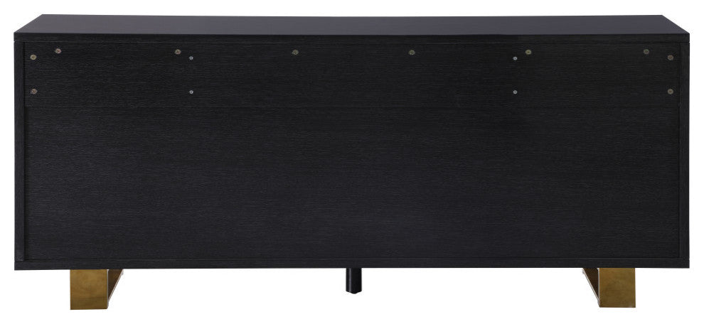 Excel Stainless Steel and Wood Sideboard/Buffet, Grey, Gold Base