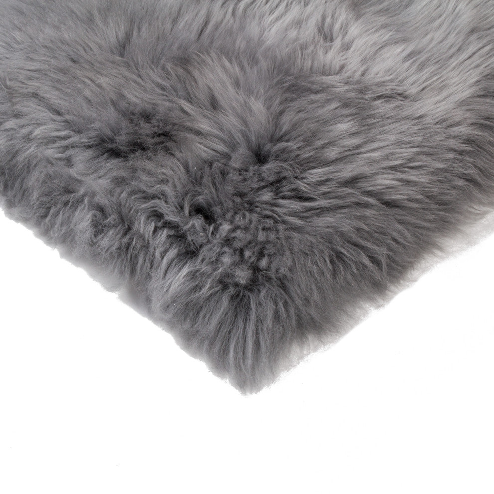 4-Pack New Zealand Sheepskin Chair Seat Pad 17"X17", Grey