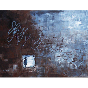 "Me And The Moon" Blue 40X 30 Blue Abstract Original Painting By Mavis